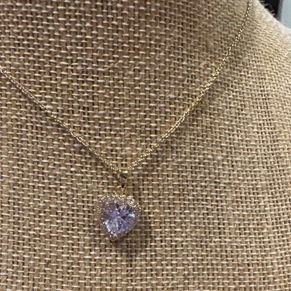 Macy's Gold Necklace with Purple Heart Pendant - Picture 1 of 2
